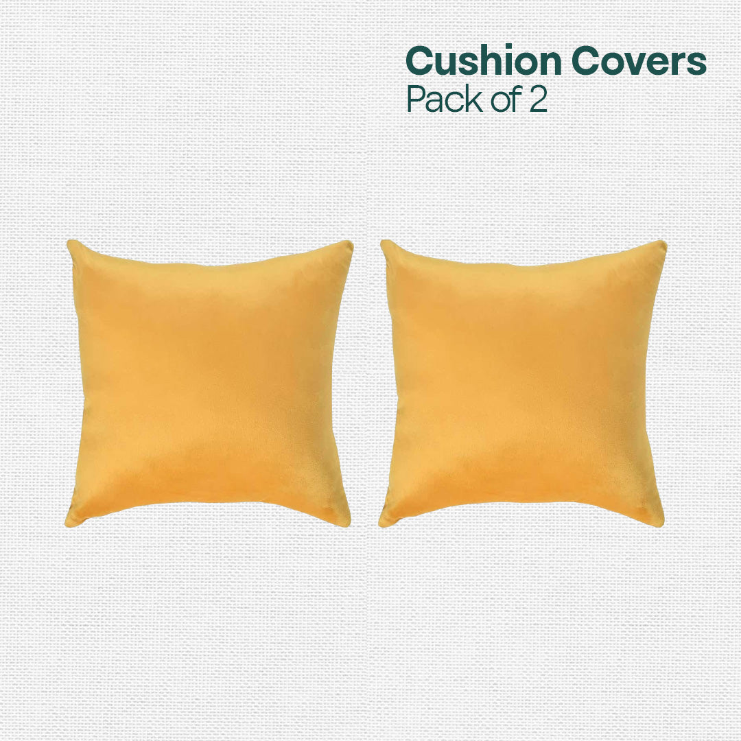 Yellow Yield ! Premium Velvet Cushion Covers, Pack of 2