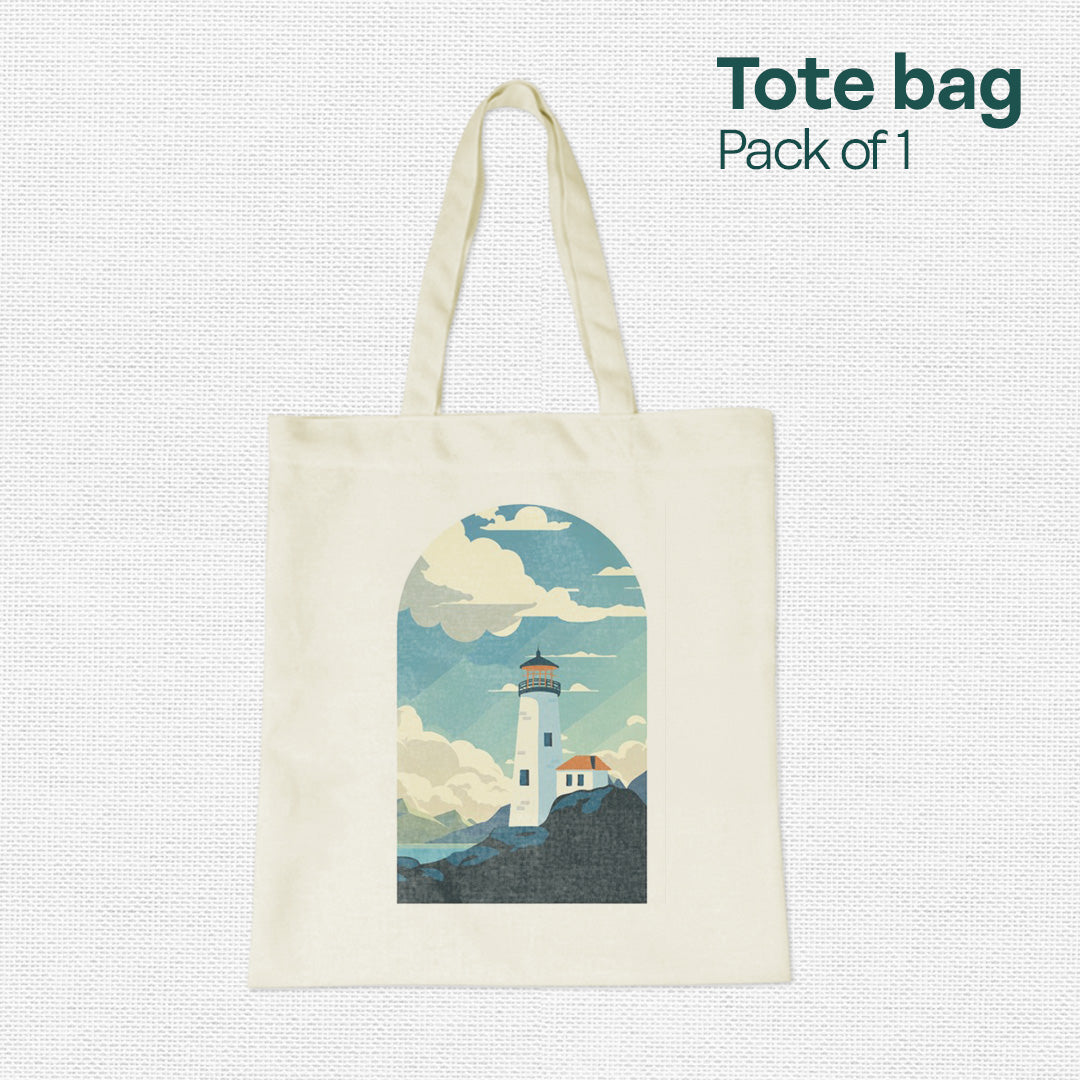Vintage Lighthouse! Canvas Tote Bag, 100% Recycled Fabric, Pack of 1