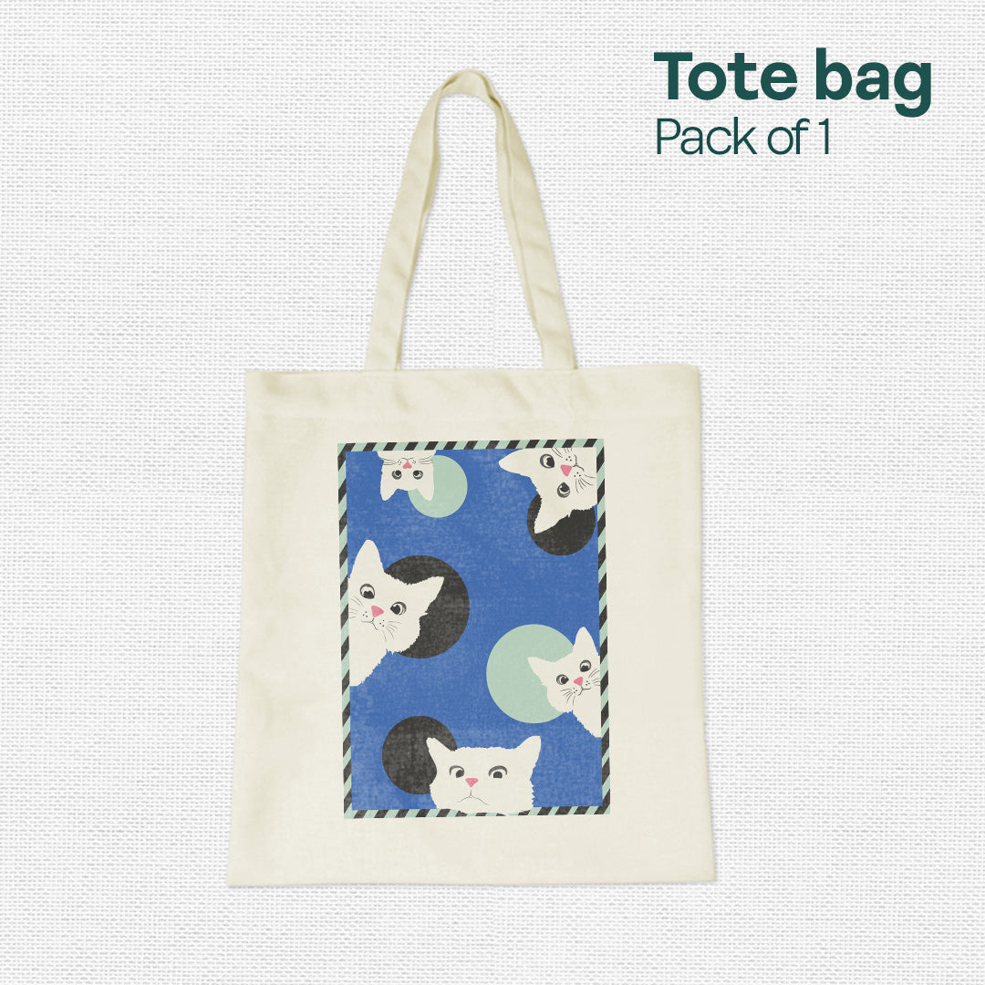 Cat-Mania! Canvas Tote Bag, 100% Recycled Fabric, Pack of