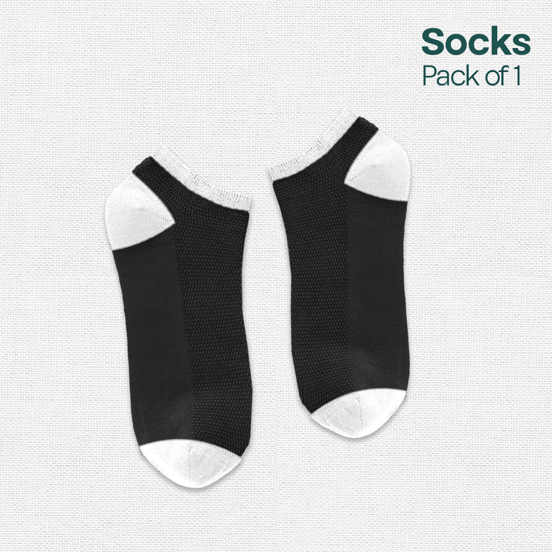 Black Mix Match! Unisex Socks, Premium Combed Cotton, Ankle Length, Pack of 1