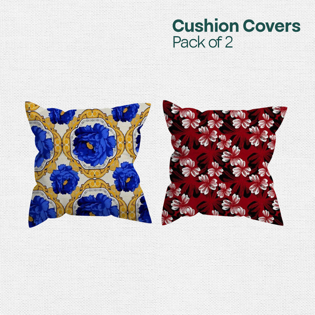 Red & Royal! Premium Printed Cushion Covers, Pack of 2