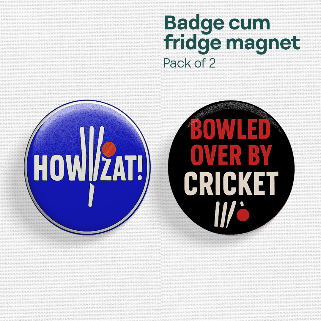 Cricket Fever! Badge Cum Fridge Magnet, Pack of 2