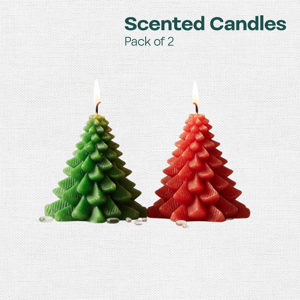Xmas Tree! Scented Shaped Candles, Pack of 2