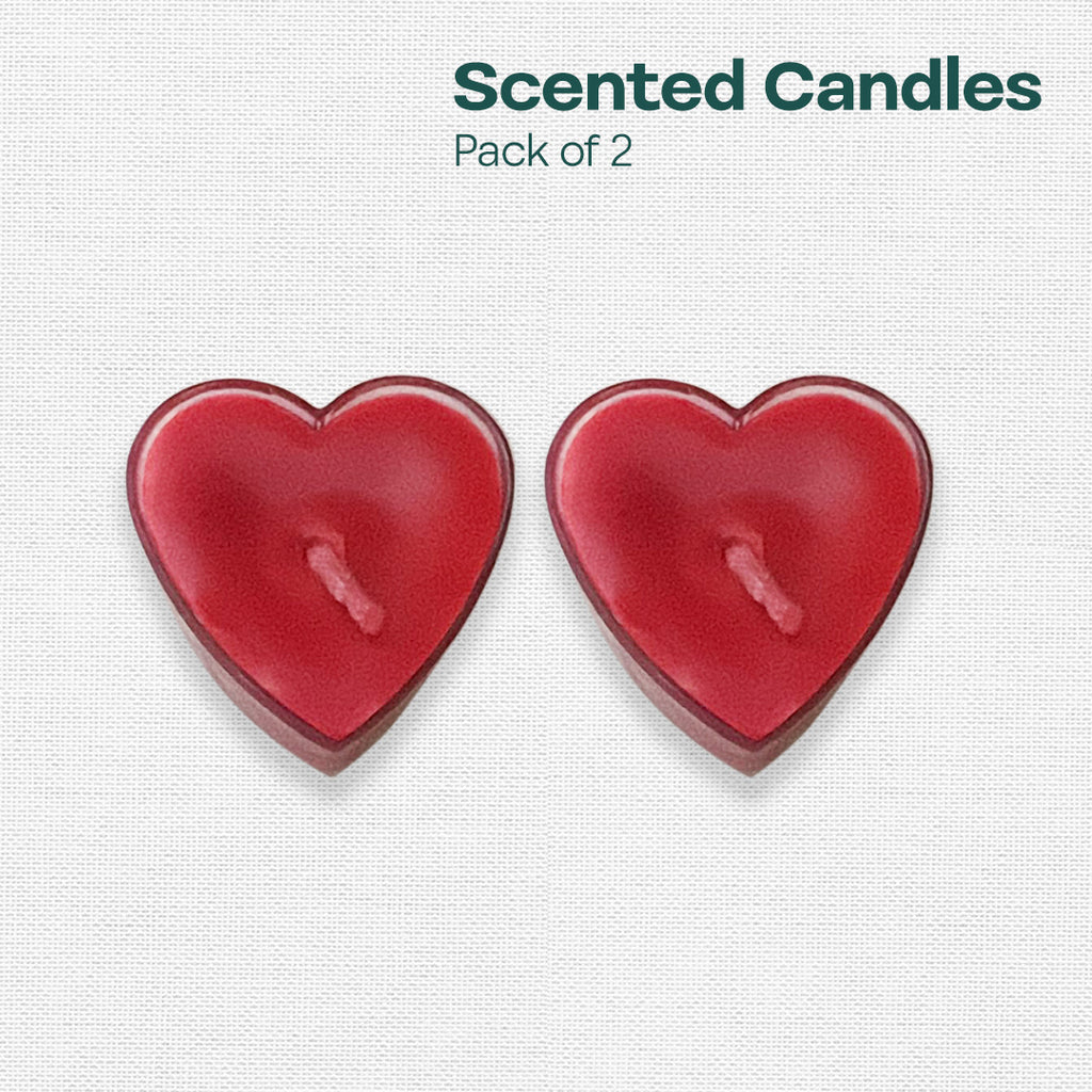 Red Hearts! Scented Mini Candles, Pack of 2