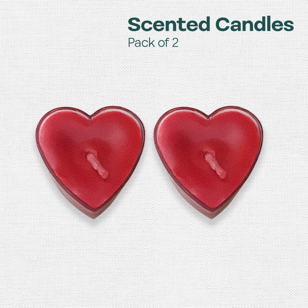 Red Hearts! Scented Mini Candles, Pack of 2