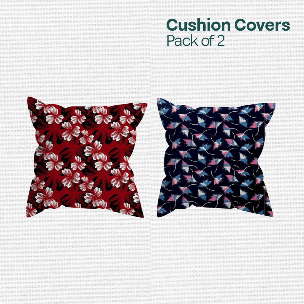 Leaf & Red! Premium Printed Cushion Covers, Pack of 2