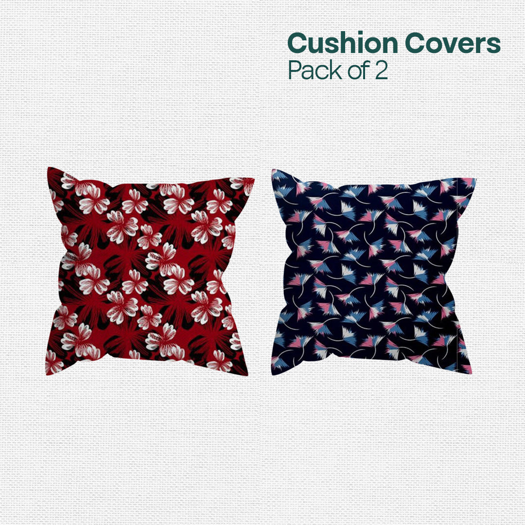 Leaf & Red! Premium Printed Cushion Covers, Pack of 2
