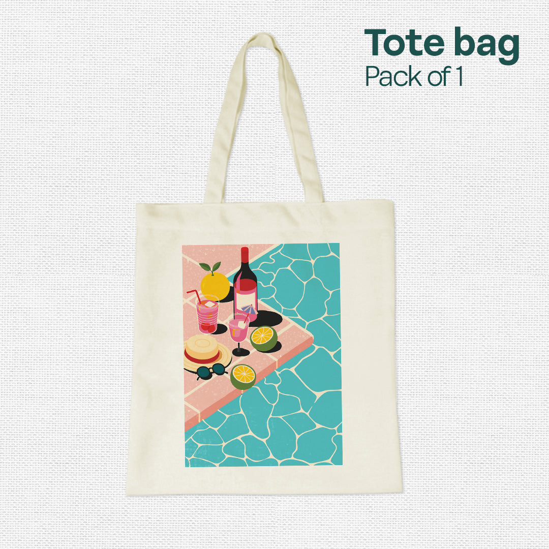 Water Vibes! Canvas Tote Bag, 100% Recycled Fabric, Pack of 1