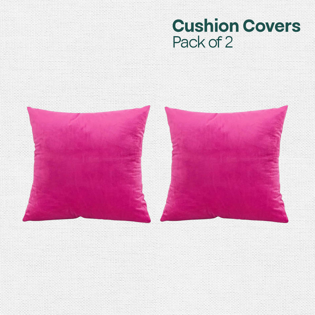 Pink Plush! Premium Velvet Cushion Covers, Pack of 2
