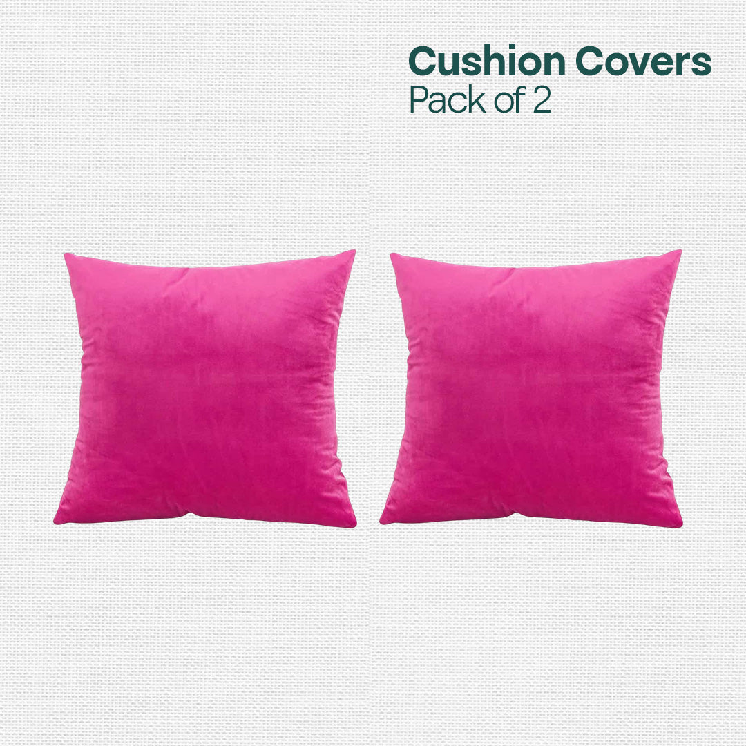 Pink Plush! Premium Velvet Cushion Covers, Pack of 2