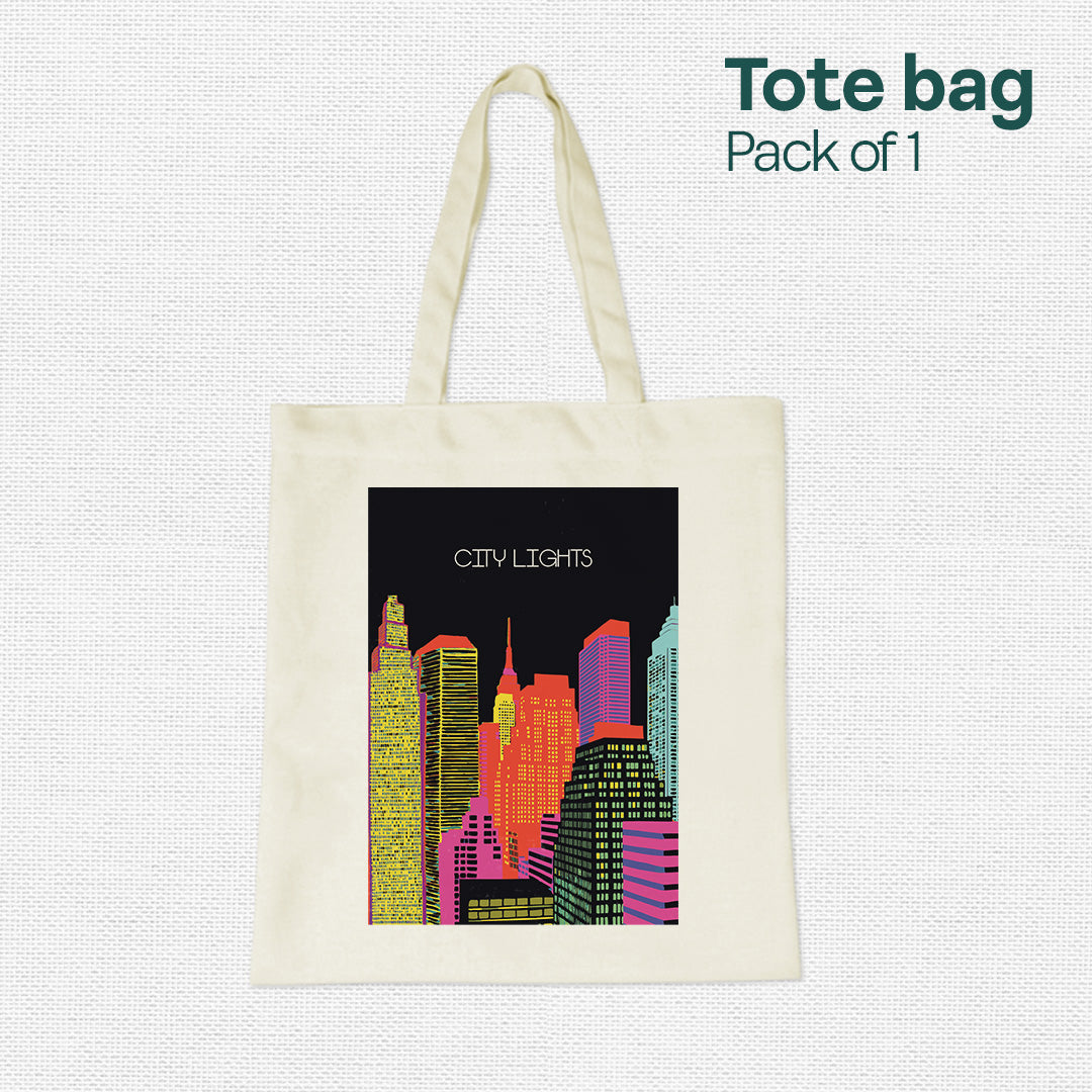 City Lights! Canvas Tote Bag, 100% Recycled Fabric, Pack of 1