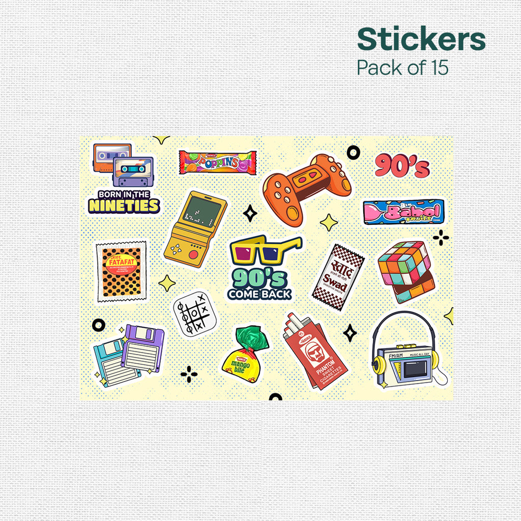 The 90s Project! Premium Matt Stickers, Pack of 15