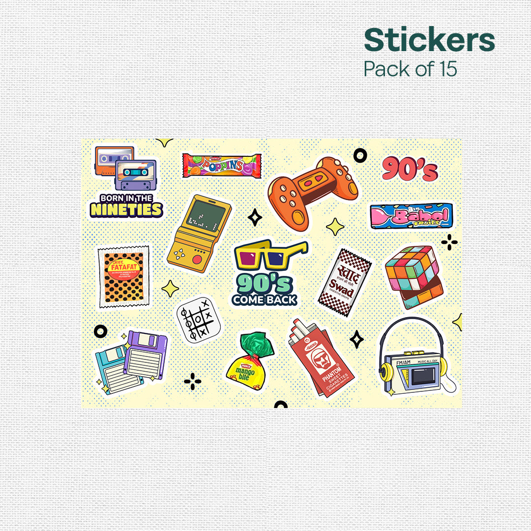 The 90s Project! Premium Matt Stickers, Pack of 15