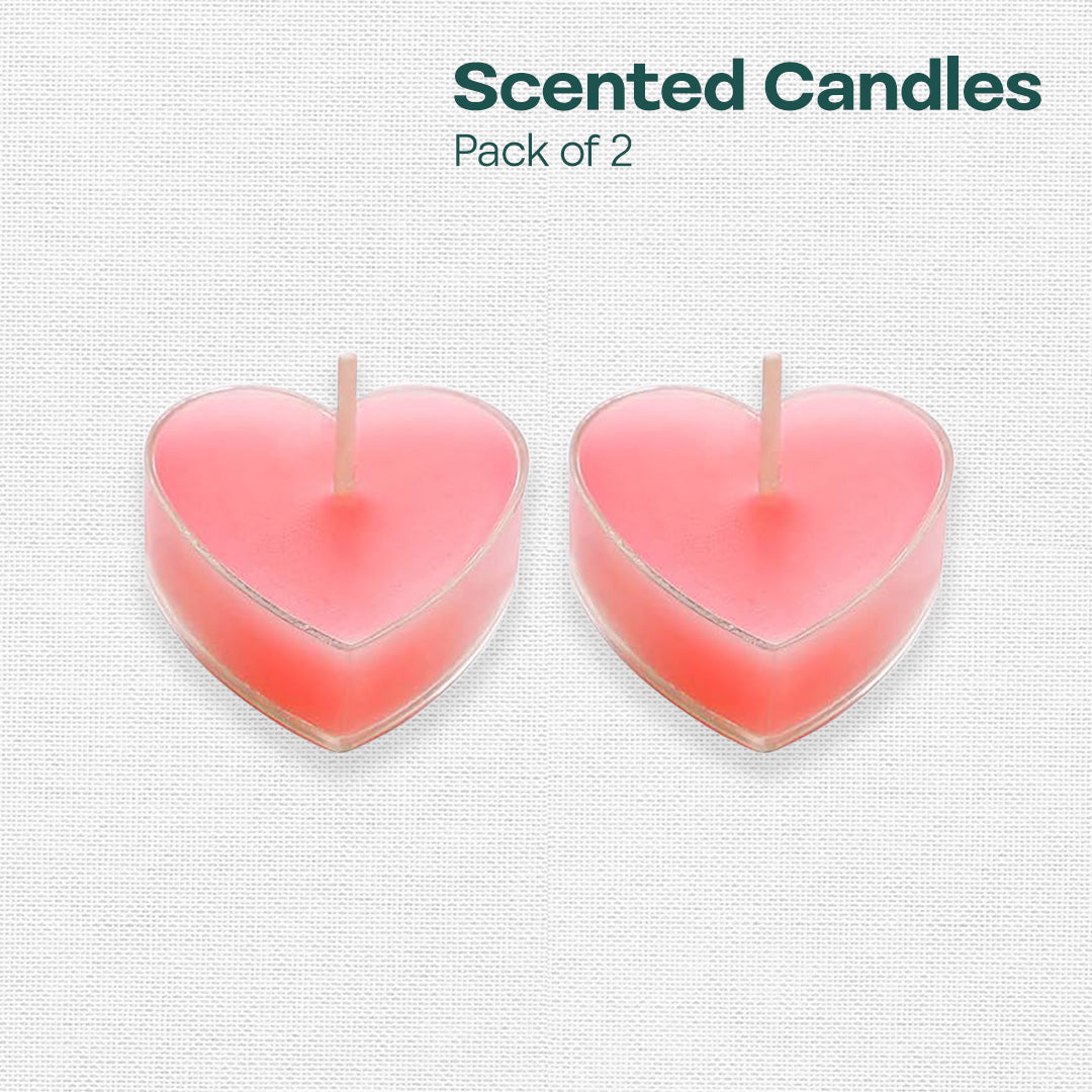 Pink Hearts! Scented Mini Candles, Pack of 2