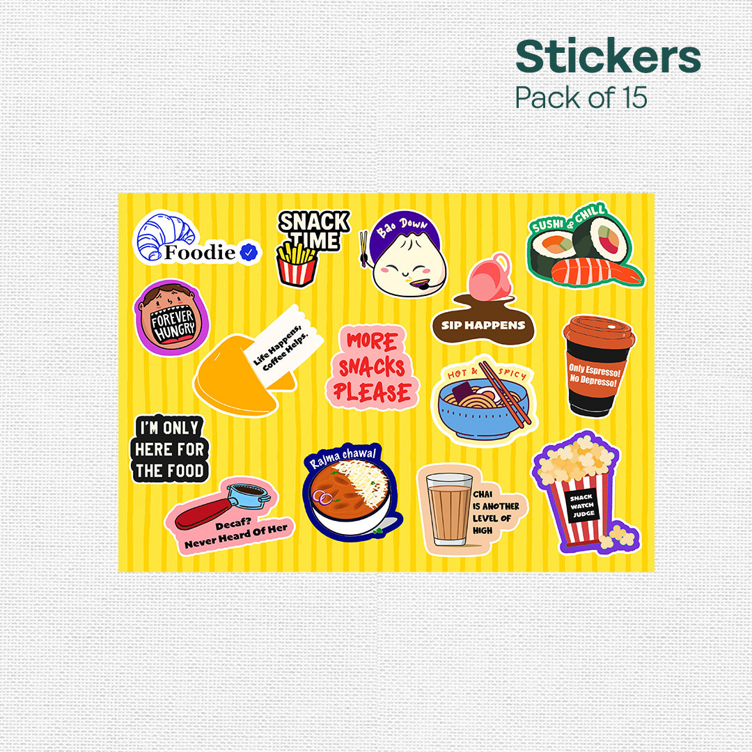 Food Coma! Premium Matt Stickers, Pack of 15