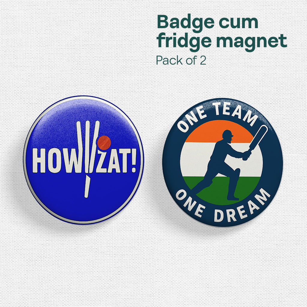 Howzat! Badge Cum Fridge Magnet, Pack of 2