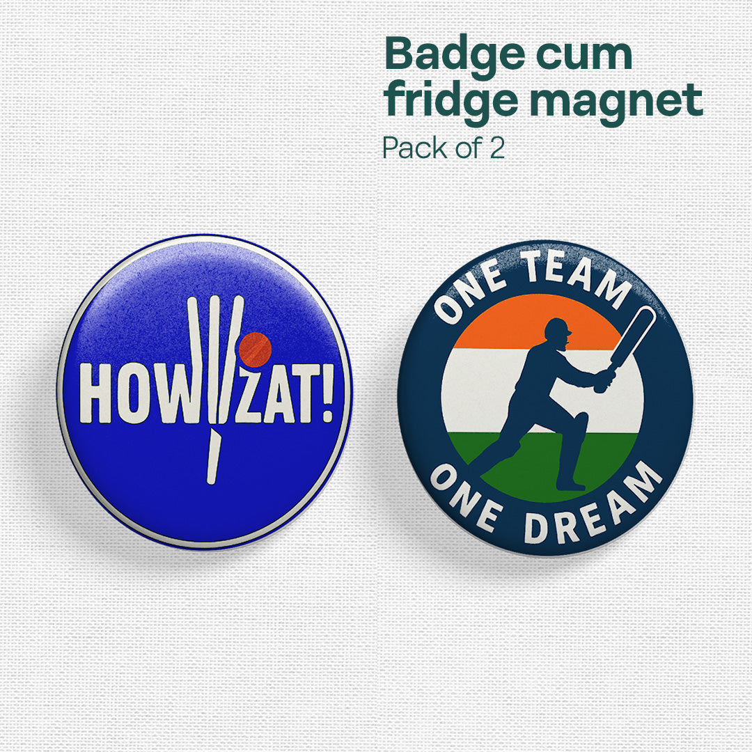 Howzat! Badge Cum Fridge Magnet, Pack of 2
