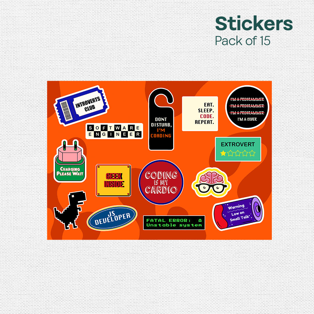 Geek Mode On! Premium Matt Stickers, Pack of 15