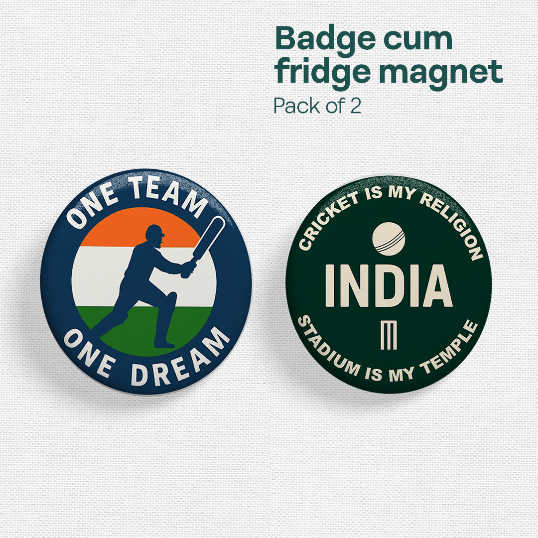 Bowled Over! Badge Cum Fridge Magnet, Pack of 2