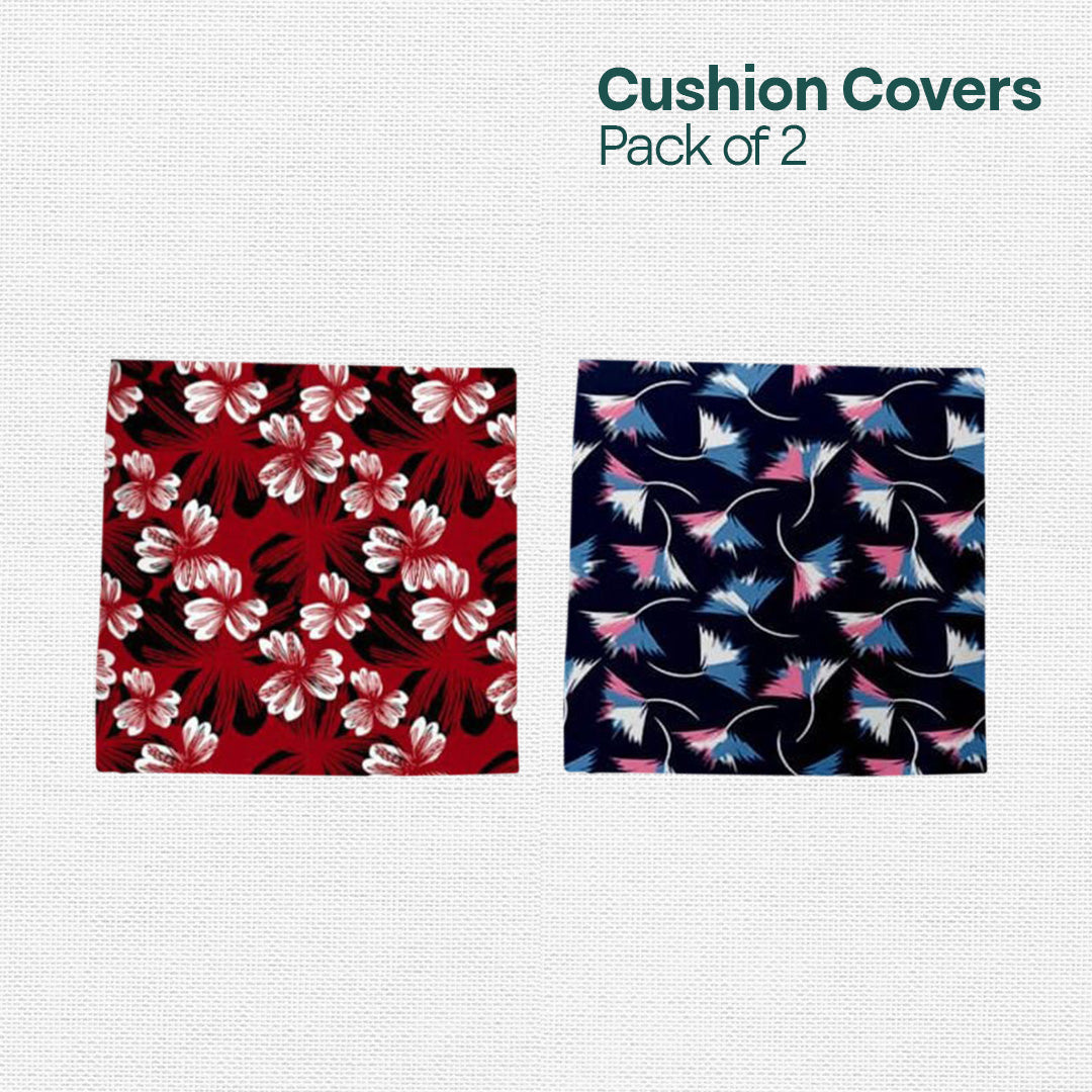 Leaf & Red! Premium Printed Cushion Covers, Pack of 2
