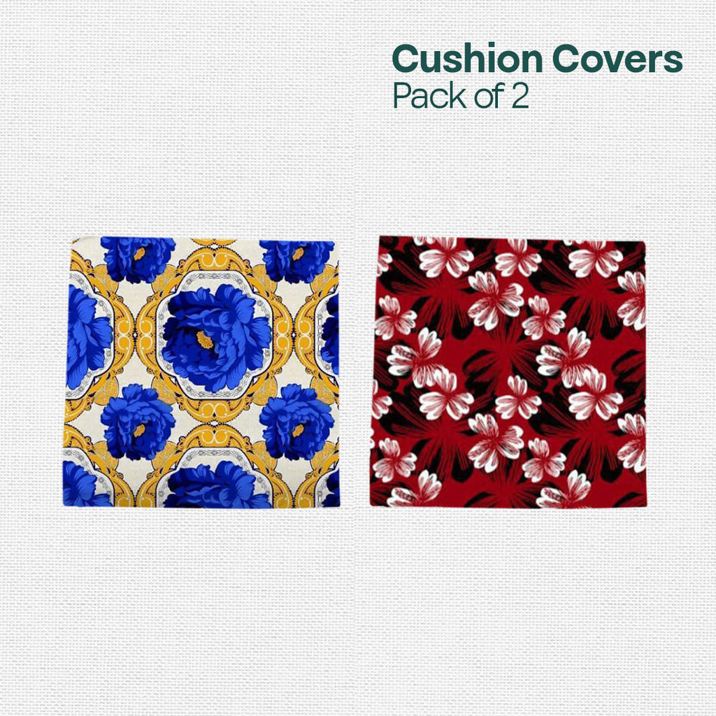 Red & Royal! Premium Printed Cushion Covers, Pack of 2
