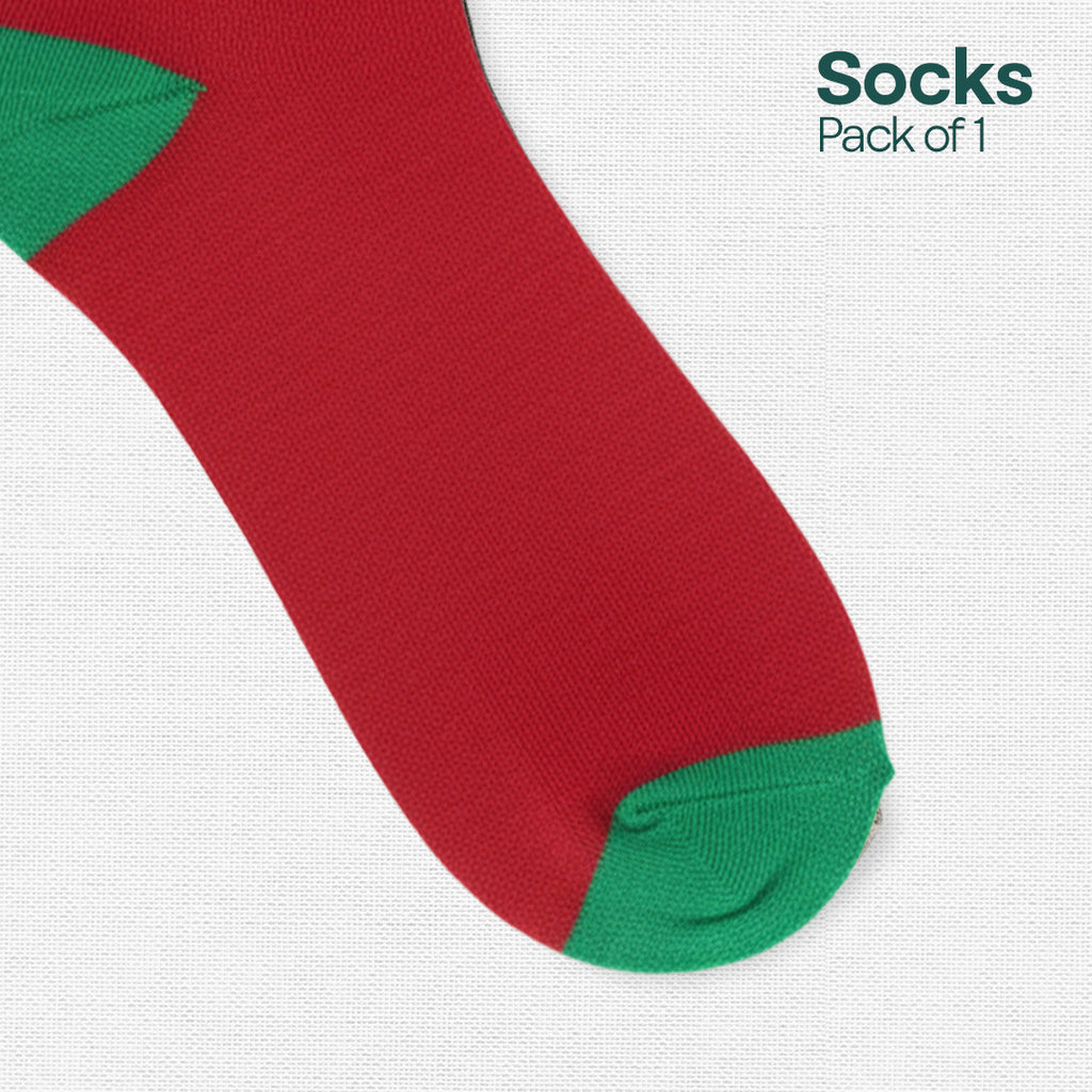 Xmas Red & Green! Mix & Match Unisex Socks, Premium Cotton, Low Ankle Length, Pack of 1
