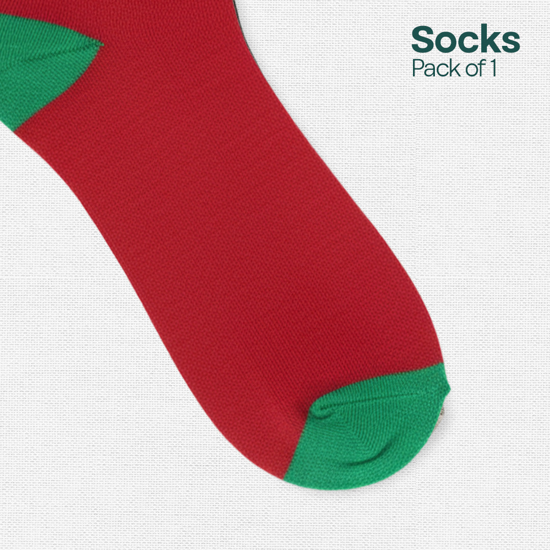 Xmas Red & Green! Mix & Match Unisex Socks, Premium Cotton, Low Ankle Length, Pack of 1
