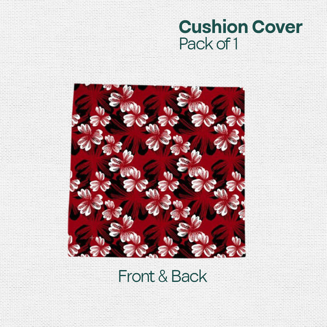 Red Floral! Premium Printed Cushion Covers, Pack of 1