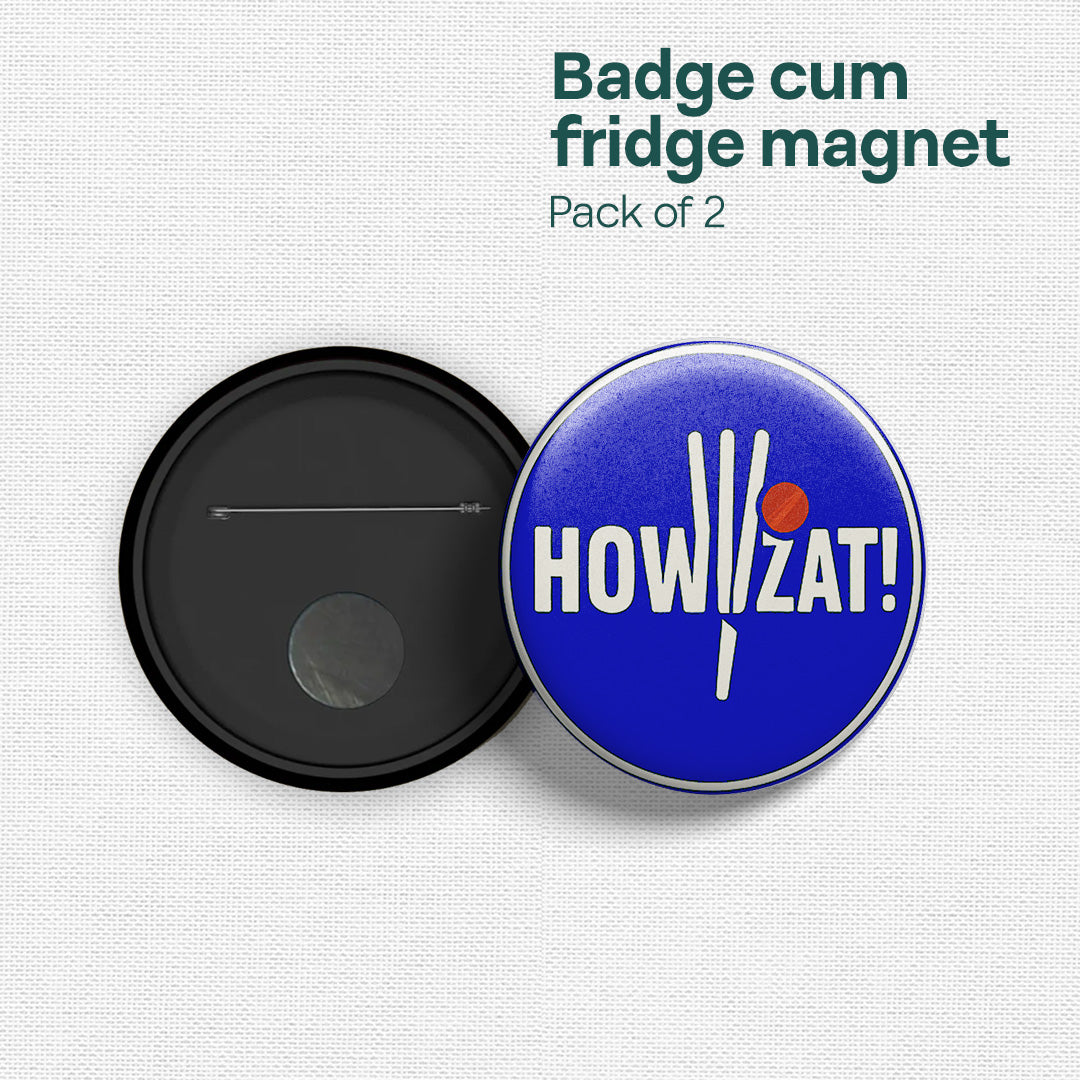 Cricket Fever! Badge Cum Fridge Magnet, Pack of 2