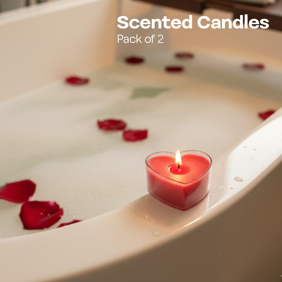 Red Hearts! Scented Mini Candles, Pack of 2