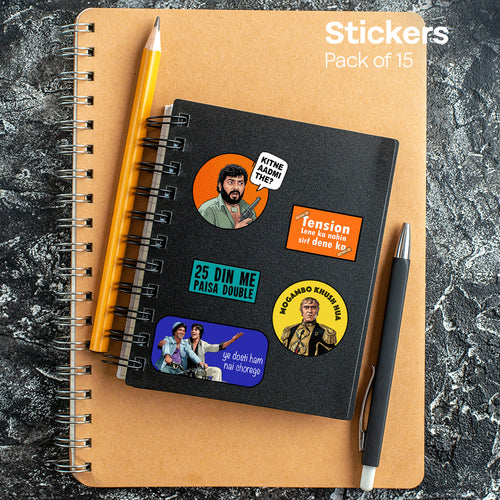 90s Bollywood Memes! Premium Matt Stickers, Pack of 15