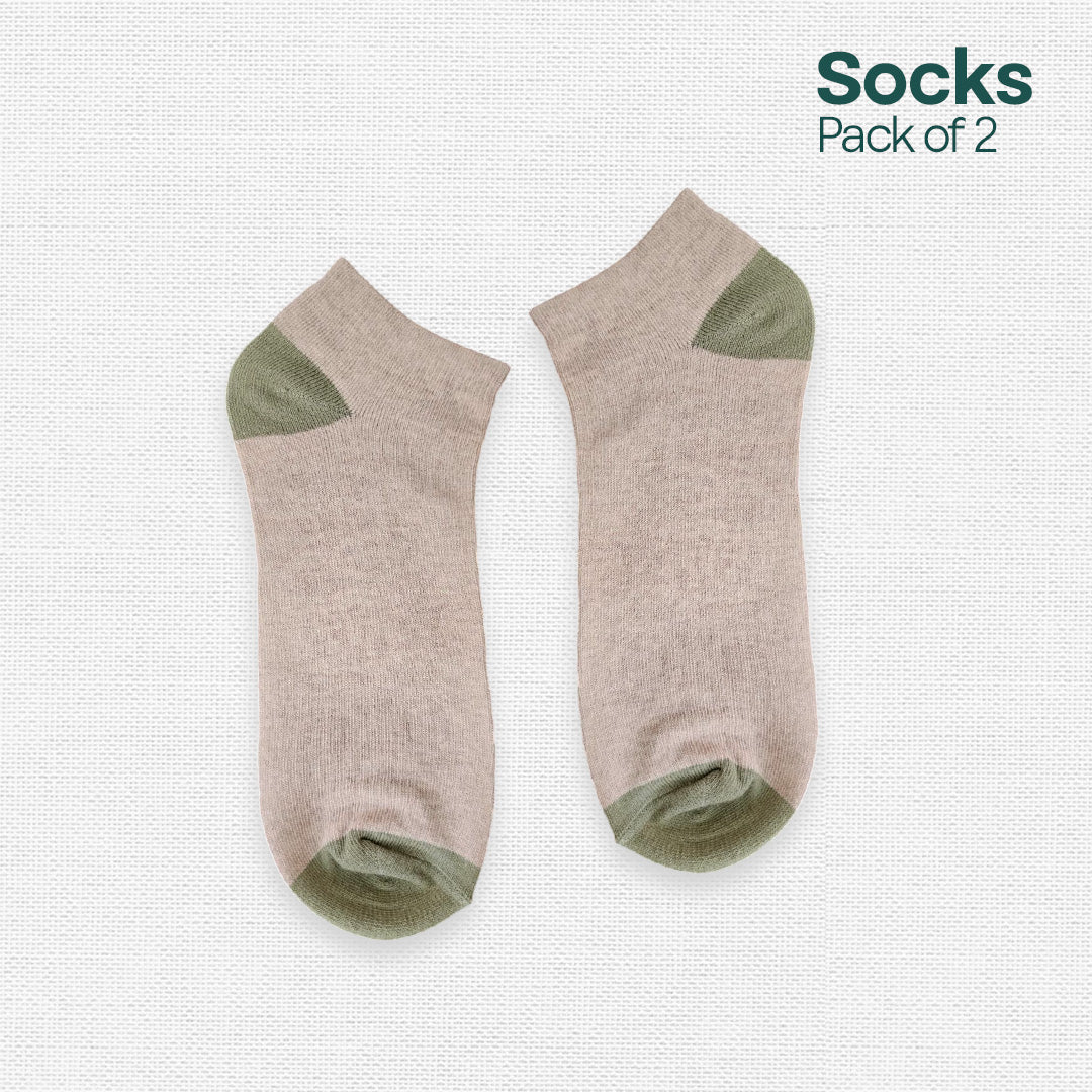 Blue & Beige! Mix Unisex Socks, Premium Cotton, Low Ankle Length, Pack of 2