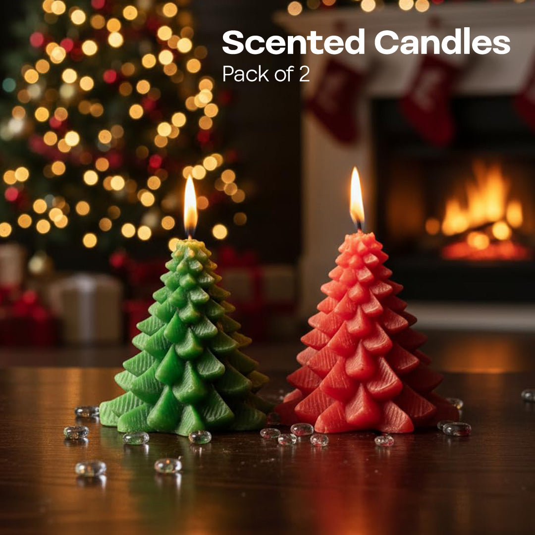 Xmas Tree! Scented Shaped Candles, Pack of 2
