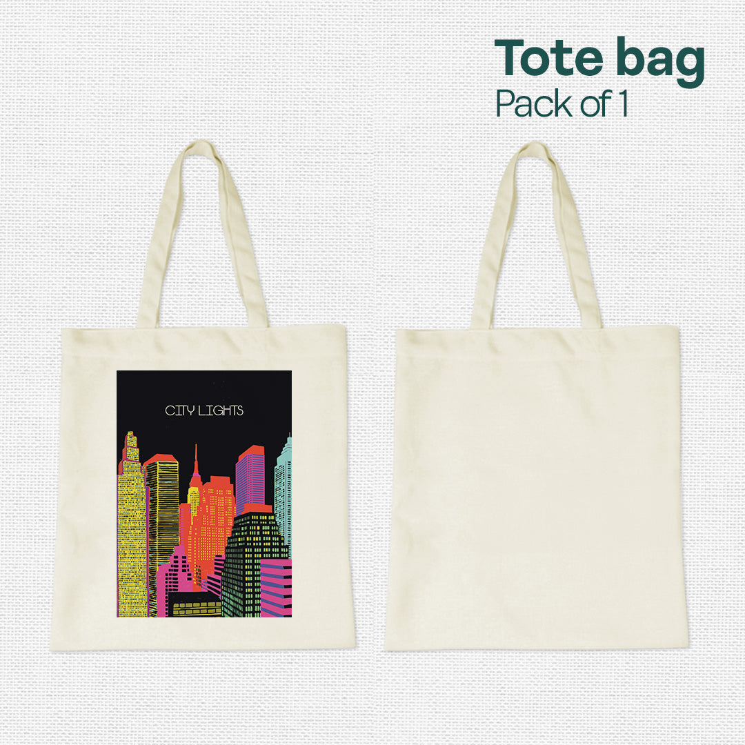 City Lights! Canvas Tote Bag, 100% Recycled Fabric, Pack of 1