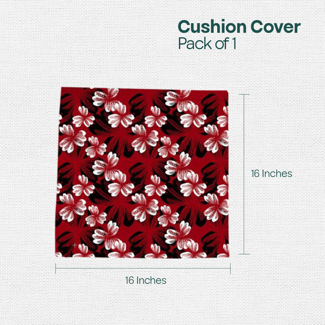 Red Floral! Premium Printed Cushion Covers, Pack of 1
