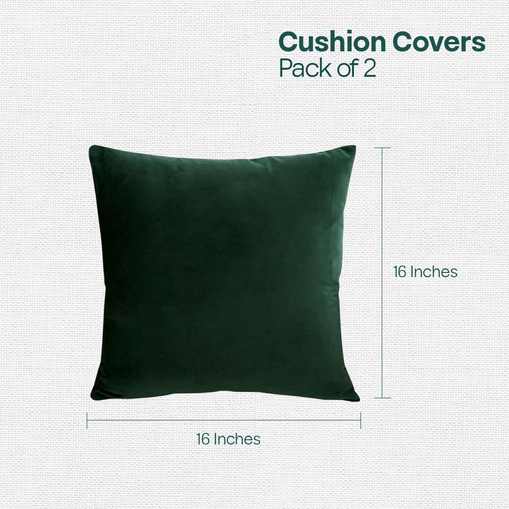 Green Glaze! Premium Velvet Cushion Covers, Pack of 2
