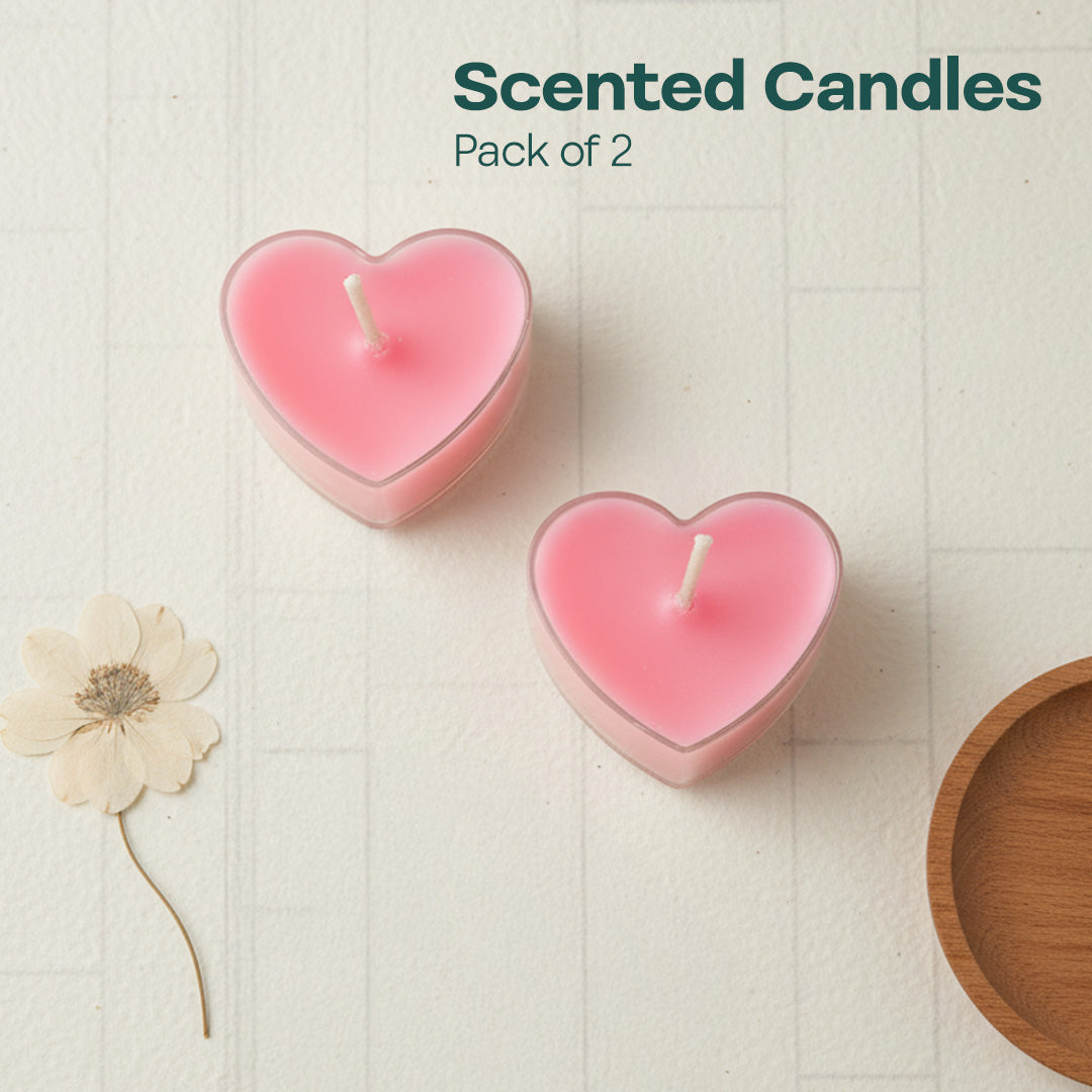 Pink Hearts! Scented Mini Candles, Pack of 2