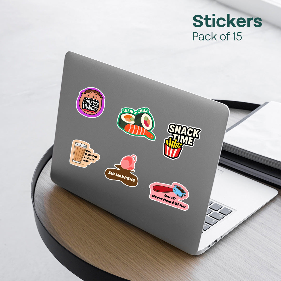Food Coma! Premium Matt Stickers, Pack of 15
