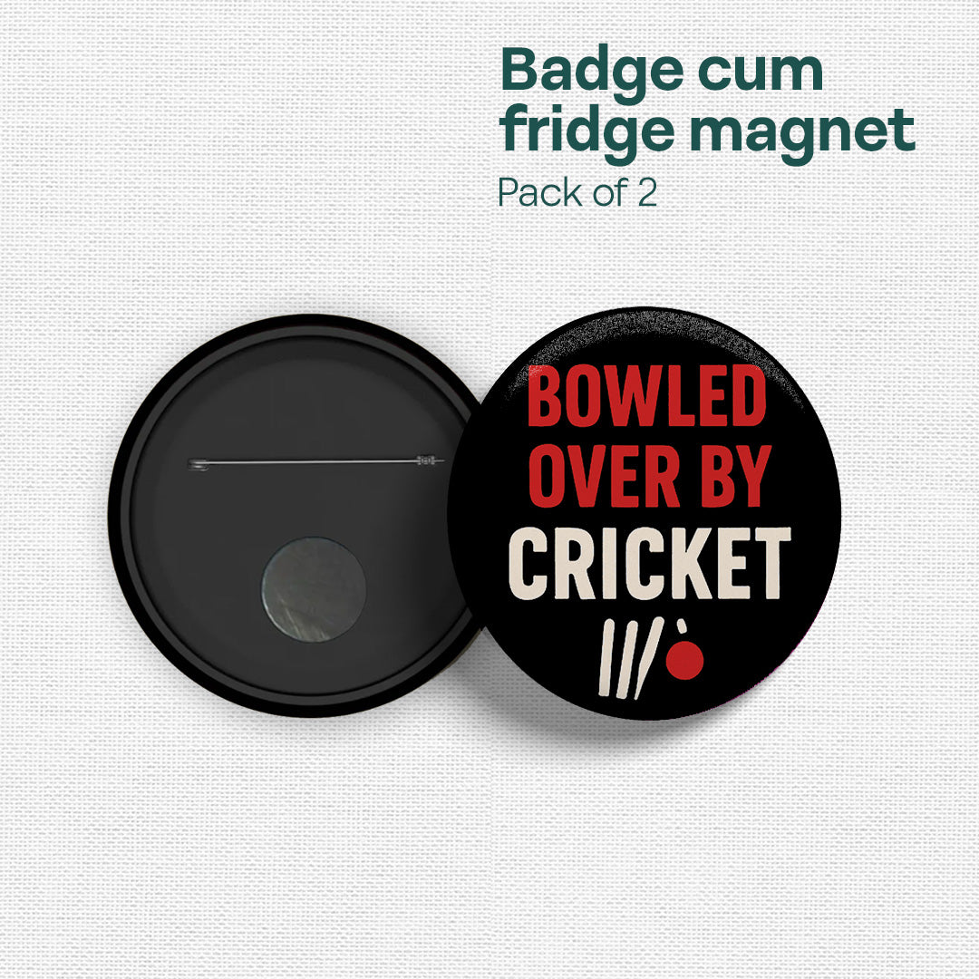 Cricket Fever! Badge Cum Fridge Magnet, Pack of 2