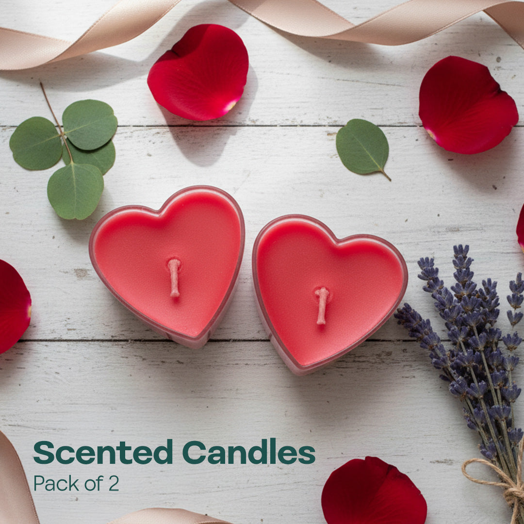 Red Hearts! Scented Mini Candles, Pack of 2
