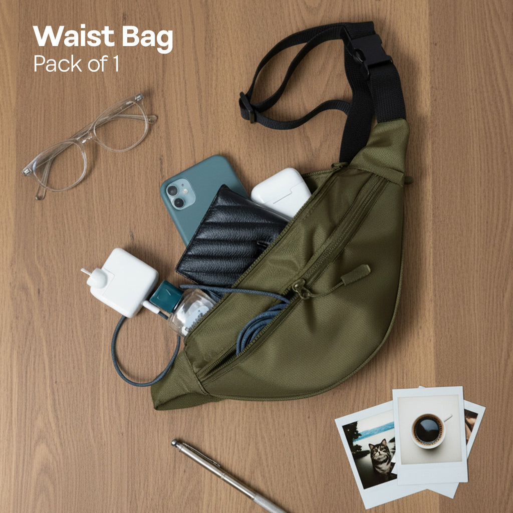 Army Green! Unisex Travel Waist Bag, Pack of 1
