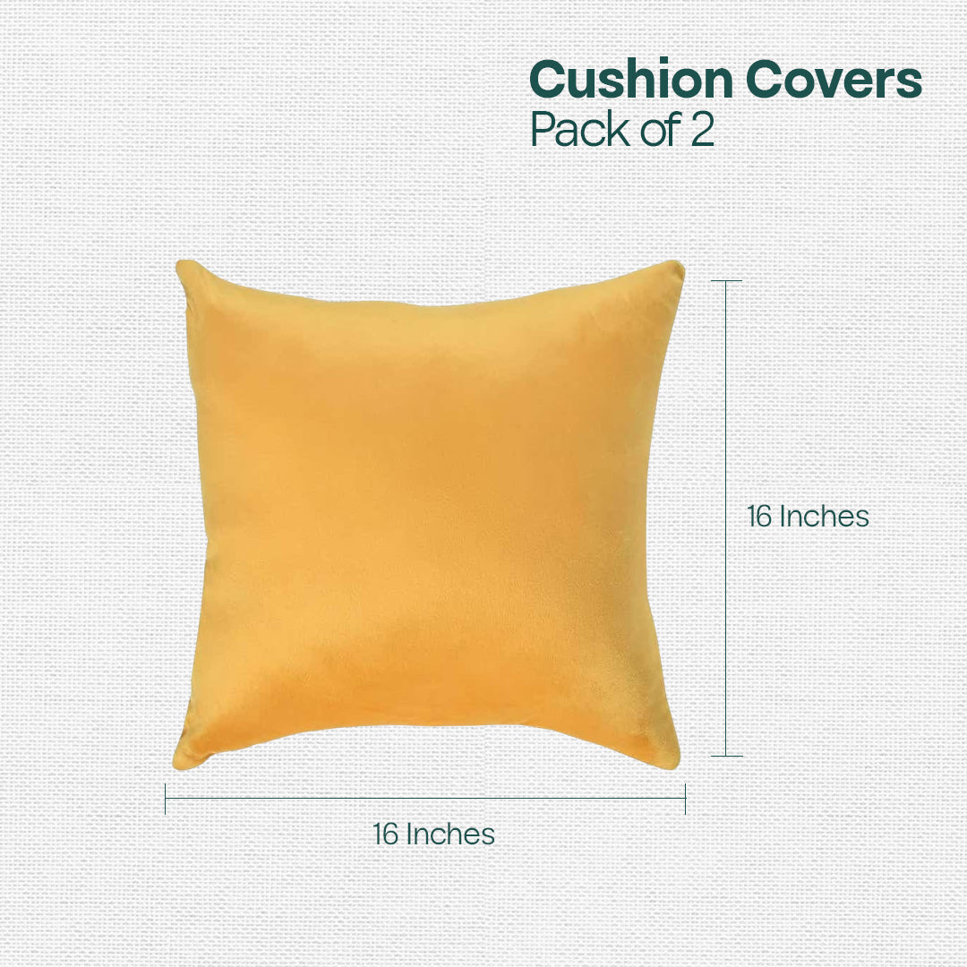 Yellow Yield ! Premium Velvet Cushion Covers, Pack of 2