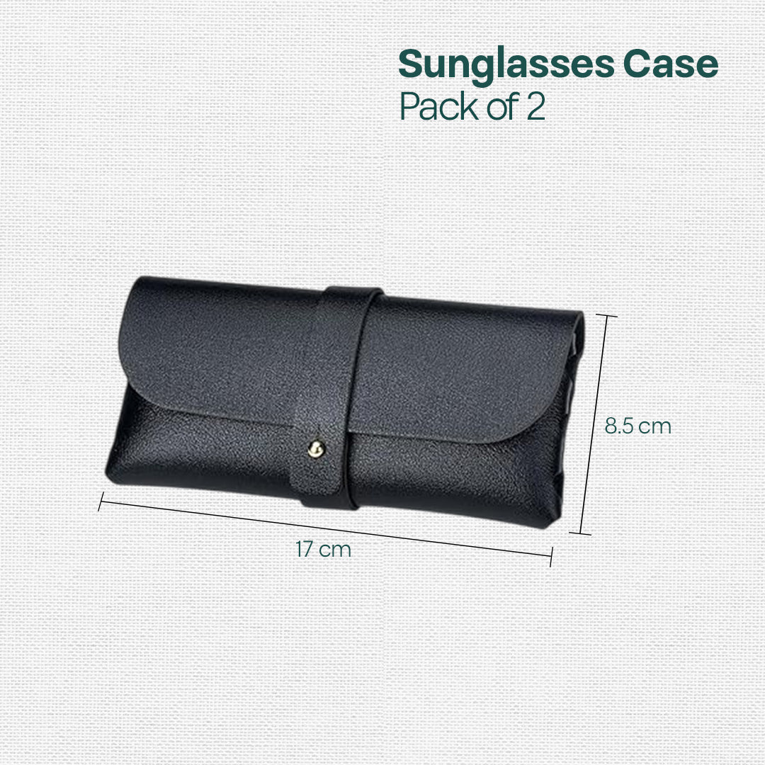 Black & Black! Eyewear Case, Premium Faux Leather, Pack of 2