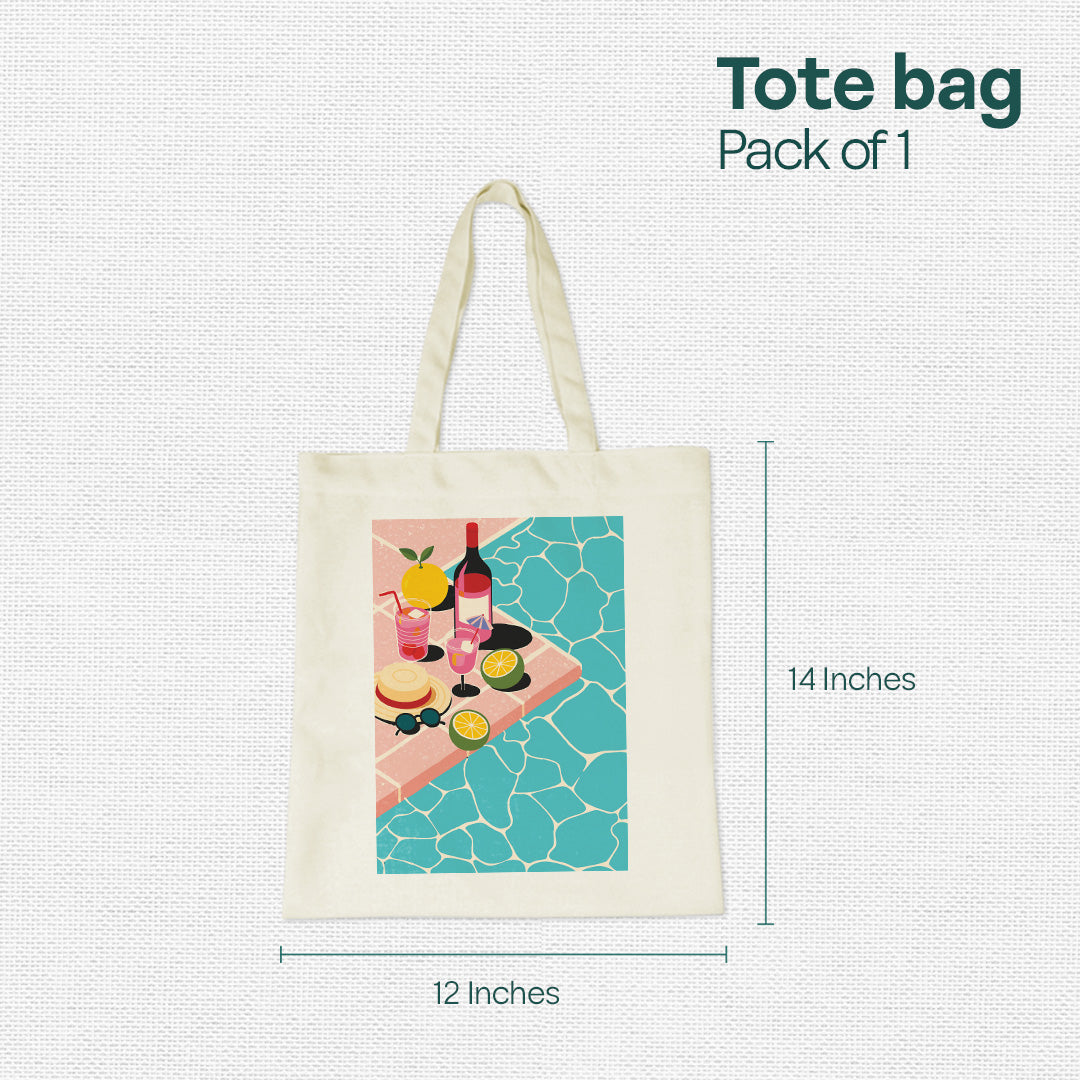 Water Vibes! Canvas Tote Bag, 100% Recycled Fabric, Pack of 1