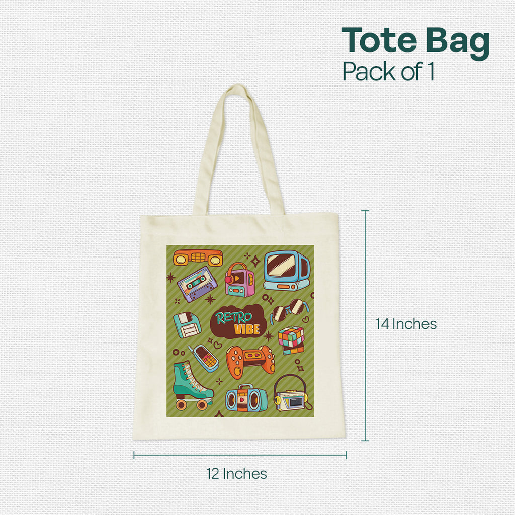 Retro Theme! Canvas Tote Bag, 100% Recycled Fabric, Pack of 1