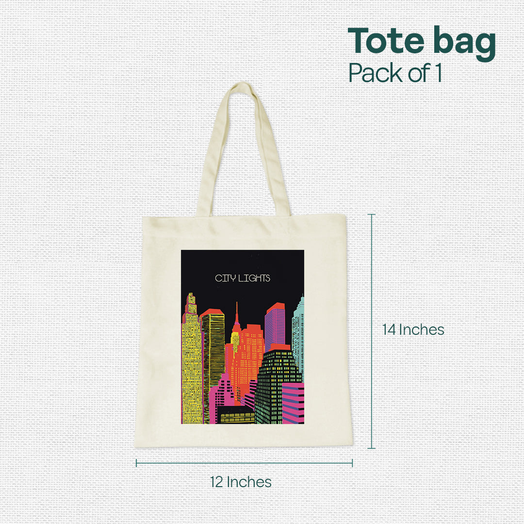 City Lights! Canvas Tote Bag, 100% Recycled Fabric, Pack of 1