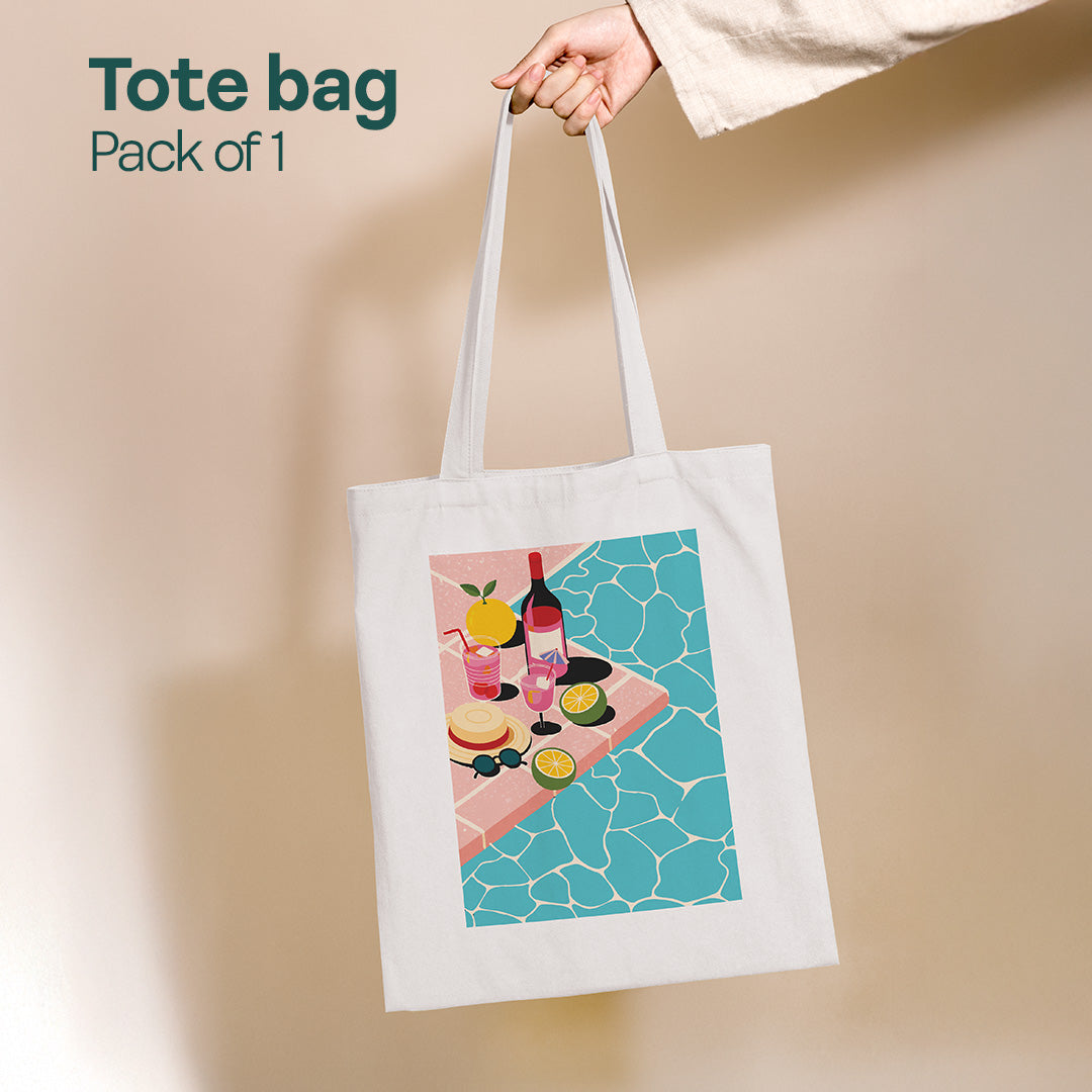 Water Vibes! Canvas Tote Bag, 100% Recycled Fabric, Pack of 1