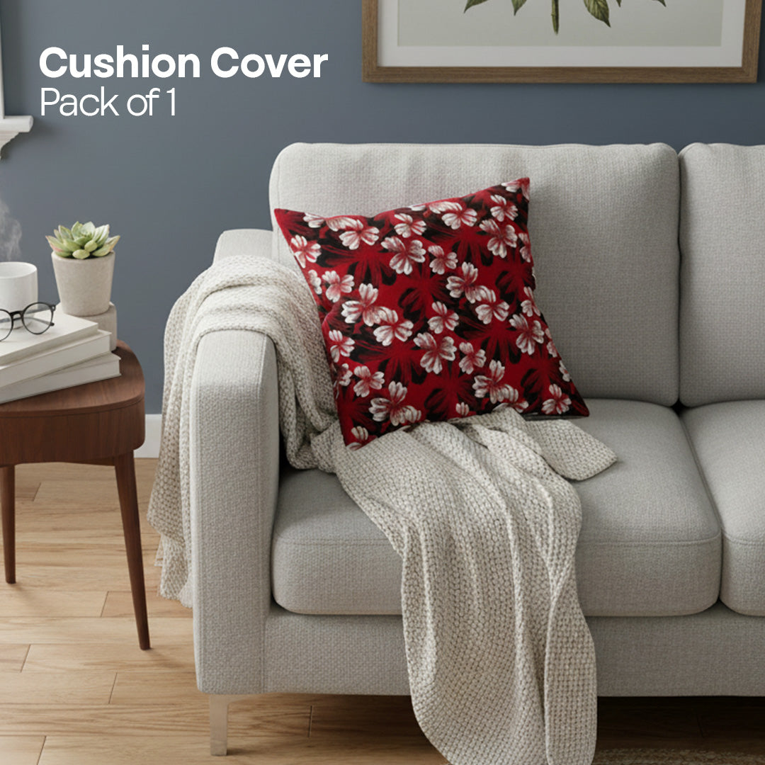 Red Floral! Premium Printed Cushion Covers, Pack of 1