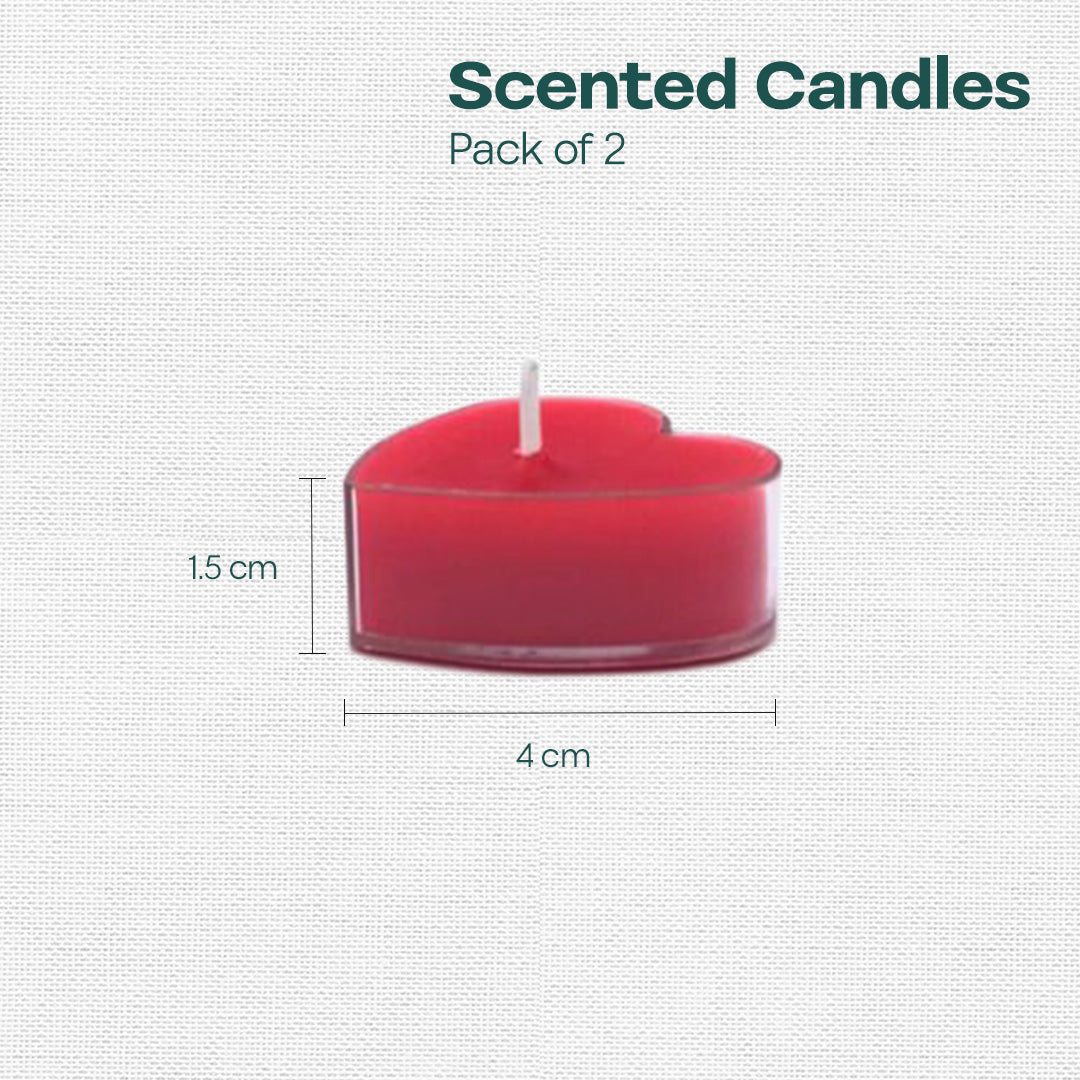 Red Hearts! Scented Mini Candles, Pack of 2