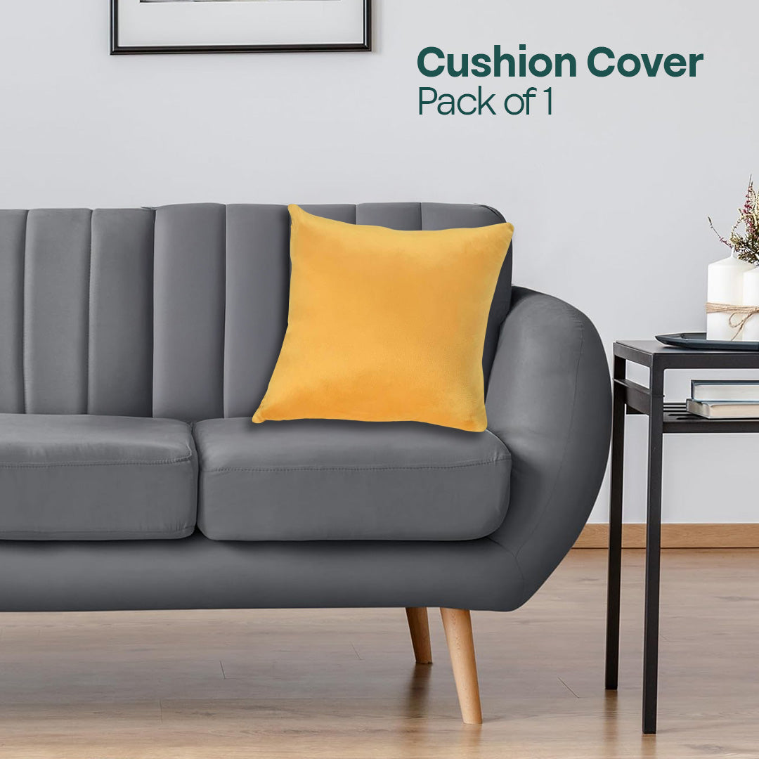 Yellow Yield! Premium Velvet Cushion Covers, Pack of 1